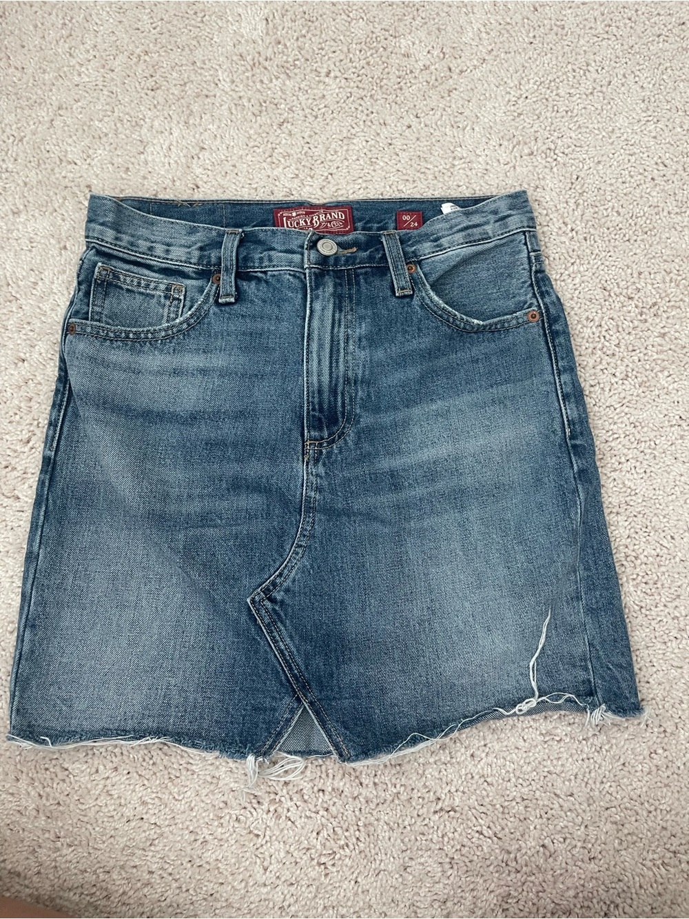 Lucky Brand Distressed Blue Denim Mini Skirt